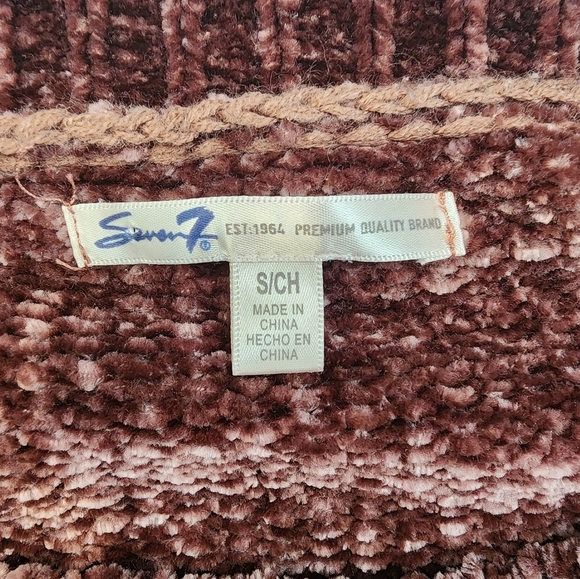 7 For All Man Kind Maroon Chenille Like Sweater Size Sm - Picture 7 of 7